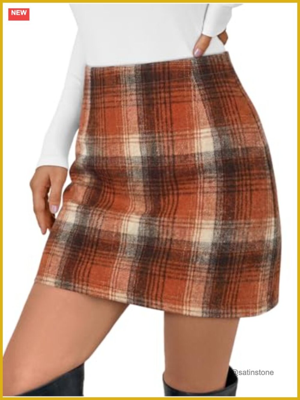 High Waisted Plaid Mini Skirt Flannel Bodycon Fall Winter